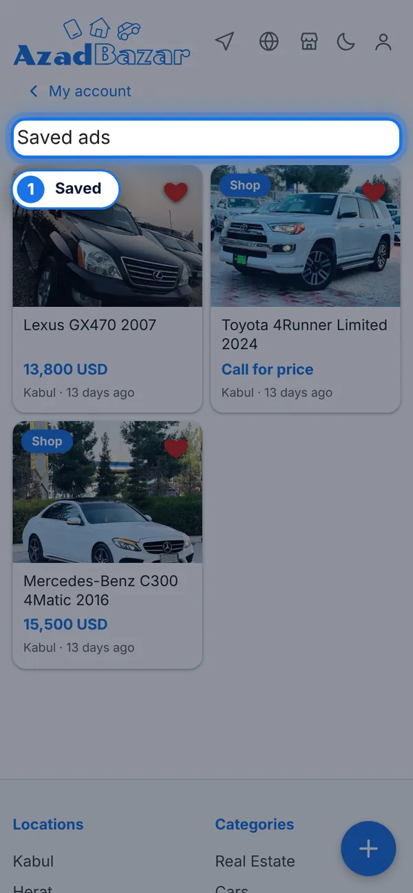Your saved ads