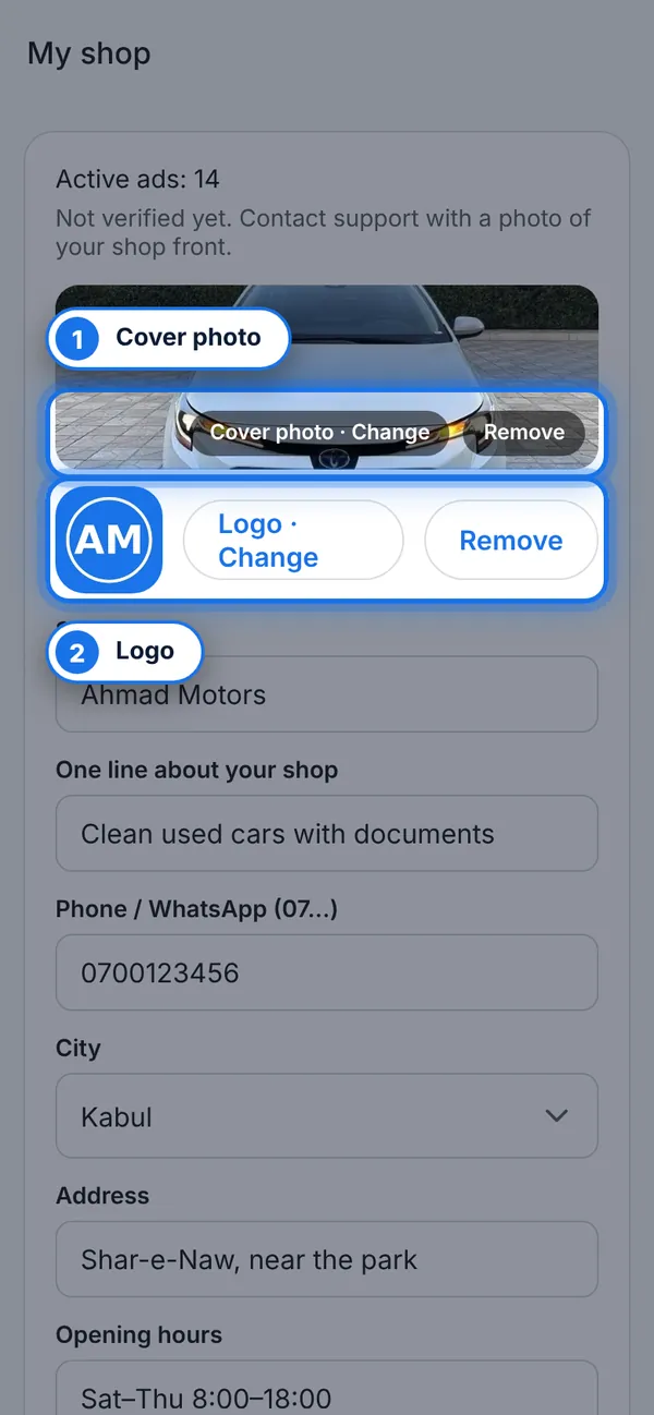 Add a logo and a cover photo