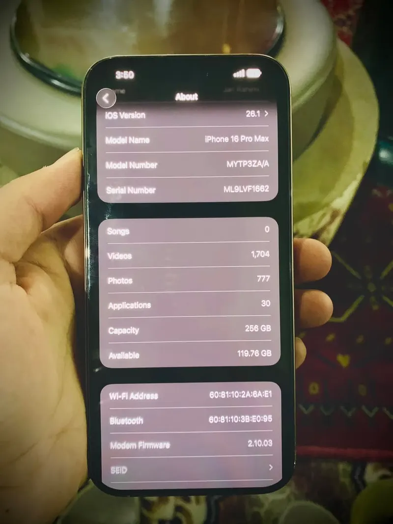 iPhone 16 Pro Max, 256 GB, dual physical SIM (3)