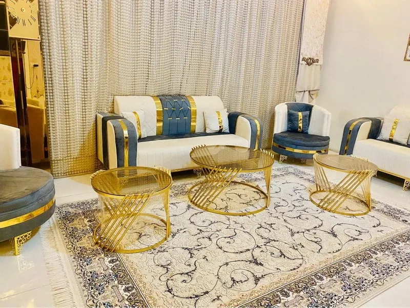 Eight-Seat Sofa Set, Beige Grey, with Luxury Tables (1)